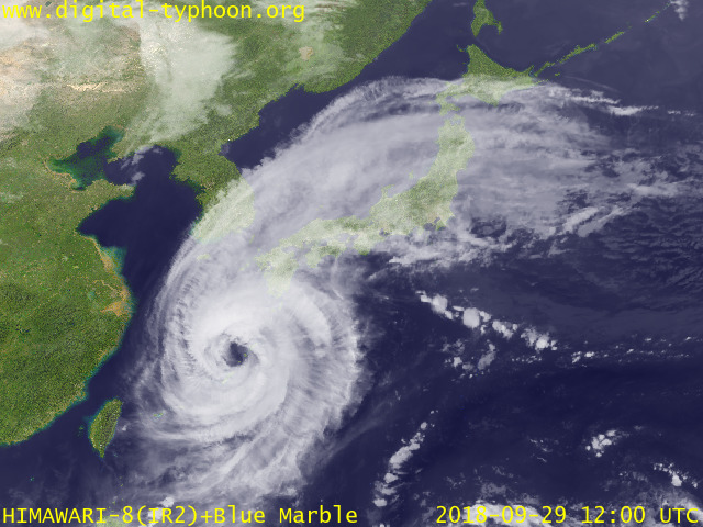 台風24号 デジタル台風：気象衛星画像：日本周辺 参考
